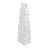 10PCS Sparkle Gift Box W. Gift Box Whole Set stacked in vibrant rainbow glitter design.